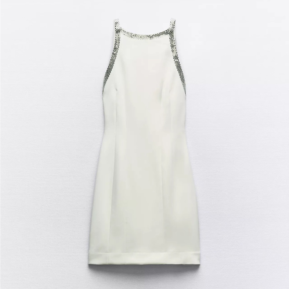 Zara Open Back Jewel Trim Mini Dress